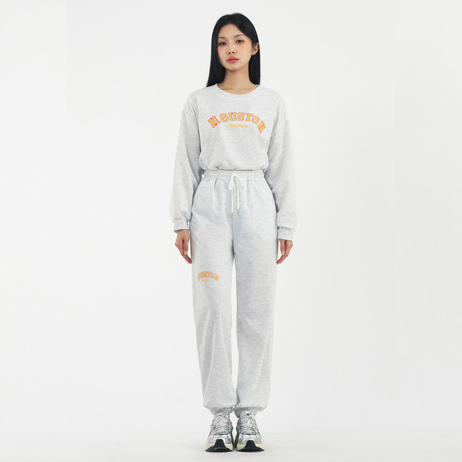 엘쏘 여성용 휴스턴 레터링 맨투맨 + 조거 팬츠 트레이닝 세트