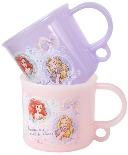 스케이터 전자레인지 항균 걸이형 머그컵 200ml 2종 세트 KE5AAGW, 디즈니 핑크퍼플, 1세트