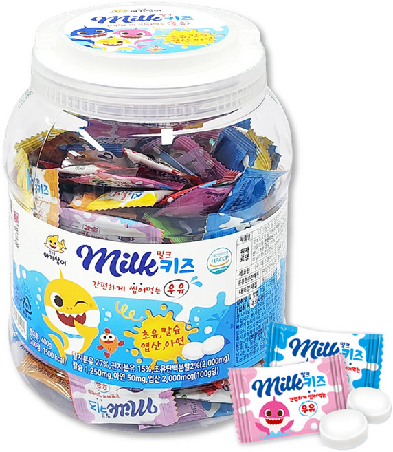 핑크퐁 아기상어 밀크키즈 캔디, 400g, 1개, 우유