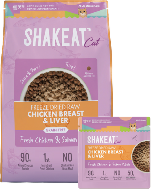 쉨잇 전연령 캣 동결건조 프레시 치킨&살몬 키블 건식사료 24p, 닭+닭간, 1.2kg, 1개