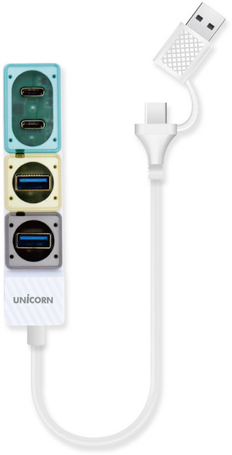 UNiCORN USB3.2 Gen1 A型 / C型 4埠 雙接頭 多功能集線器 RHC-200D, 1個, 藍色