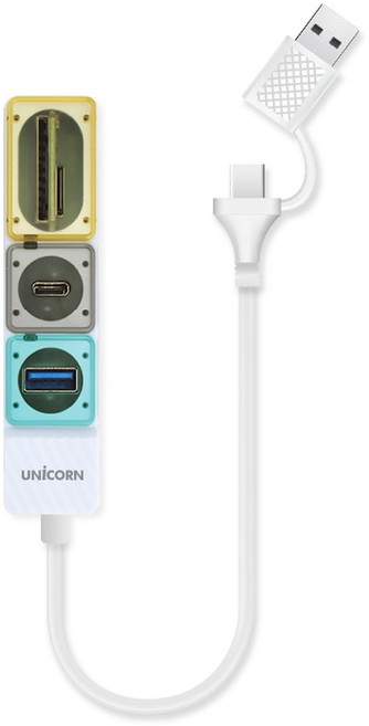 UNiCORN Gen2 USB3.2 多功能USB集線器 TF SD讀卡機 RHC-300C, 黃色, 1個