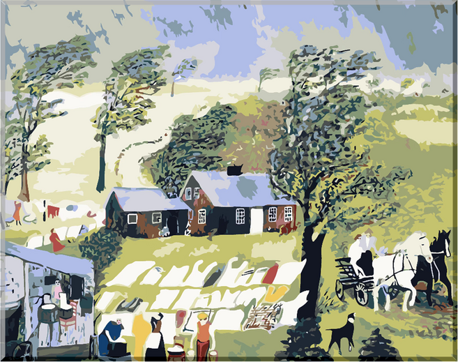 모모픽스페인팅 DIY명화그리기 40 x 50 cm, 그랜드마 모지스 빨래걷기(그리기), 흰색(프레임), 1개