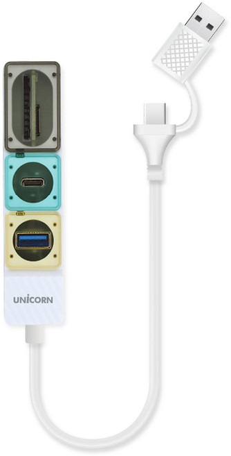 UNiCORN Gen2 USB3.2 多功能USB集線器 TF SD讀卡機 RHC-300C, 灰色, 1個