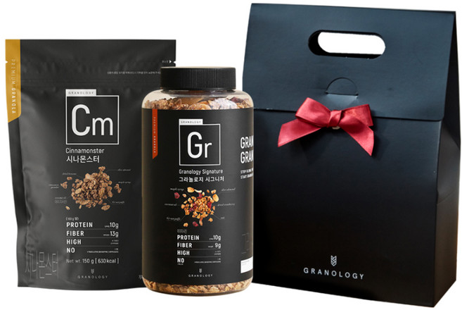 그라놀로지 시그니처 그래놀라 440g + 시나몬스터 150g + 더 블랙 핸드박스 세트, 1세트