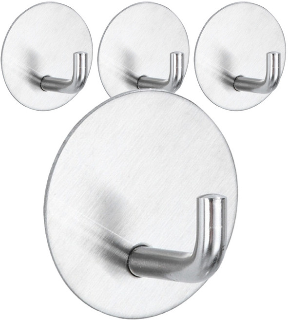 리빙홈디테일 강력 접착 스테인리스 고리 후크 원형 LHD-048, 실버, 4개