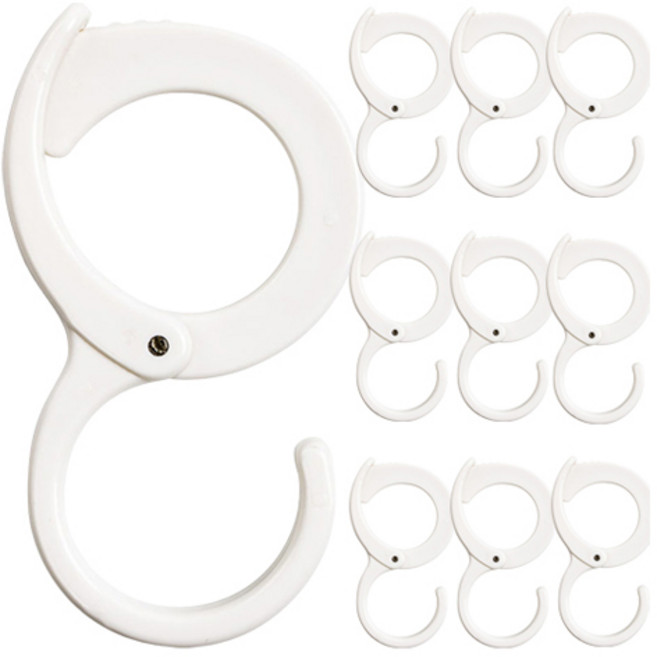 바우마켓 다용도 S자 후크걸이, 화이트, 10개