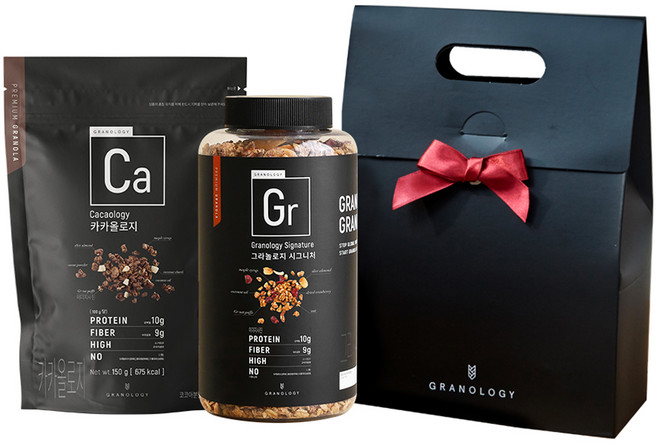 그라놀로지 시그니처 그래놀라 440g + 카카올로지 150g + 더 블랙 핸드박스 세트, 1세트