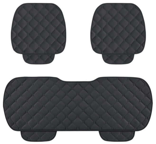나만의차 극세사 퀄팅 포켓 차량용 방석 3종 세트, 블랙, 1세트