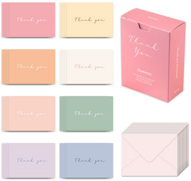모노라이크 땡큐 로맨틱 메세지 카드 40p + 봉투 20p 세트, 혼합색상, 1세트