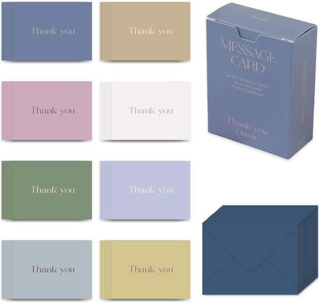 모노라이크 땡큐 클래식 메세지 카드 40p + 봉투 20p 세트, 혼합색상, 1세트