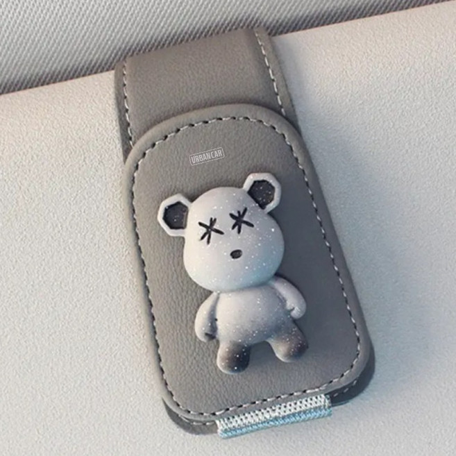 어반카 빤짝 곰돌이 선바이저 다용도 선글라스 클립, 그레이, 1개