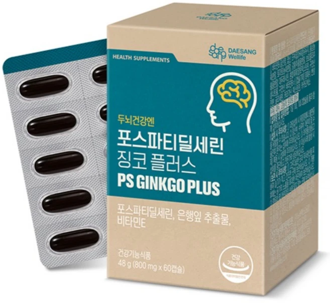 대상웰라이프 정품 포스파티딜세린 징코 플러스 48g, 60정, 1개 - 쿠팡