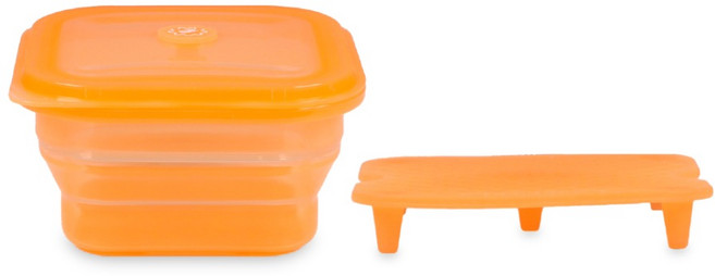 리빙크리에이터 푸쉬락 실리콘용기 900ml + 스팀트레이 오렌지 세트, 1세트