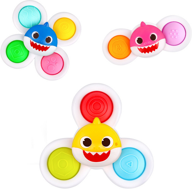 BUNNYLAND 碰碰狐 鯊魚寶寶 旋轉陀螺 感官發展玩具 3件組, 1套, 混合色