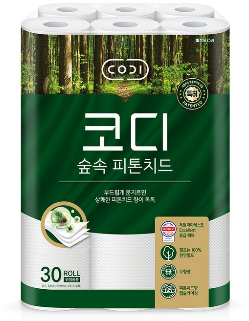 코디 숲속 피톤치드 롤화장지, 30m, 30롤, 1개
