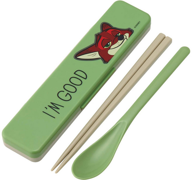 스케이터 도시락수저세트 CCS3SAAG, 디즈니닉와일드, 스푼 + 젓가락 + 케이스, 1세트