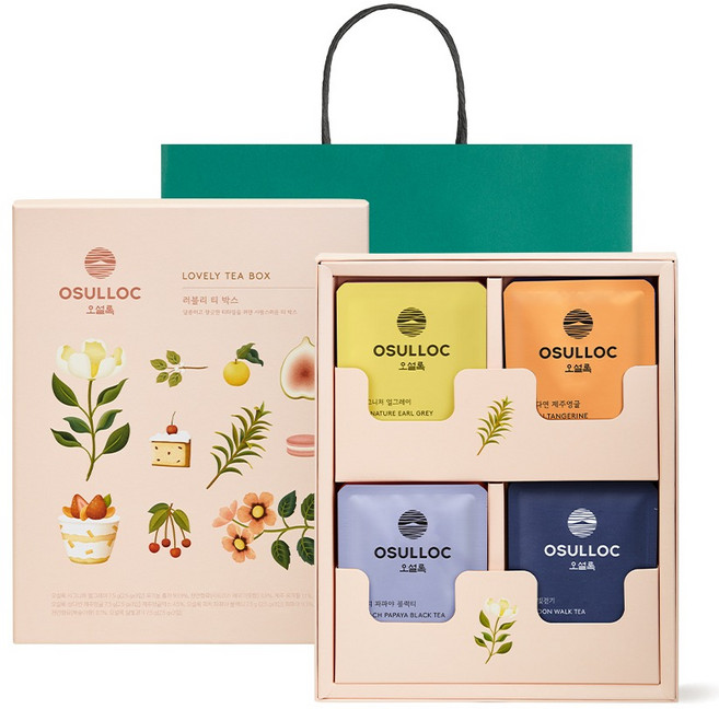 오설록 러블리 티 박스 선물세트, 얼그레이 3p + 제주영귤 3p + 블랙티 3p + 달빛걷기 3p, 1세트