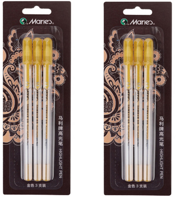 마리에스 마다꾸미 금필 골드 사경용 금색펜 3p, 펄골드, 2세트