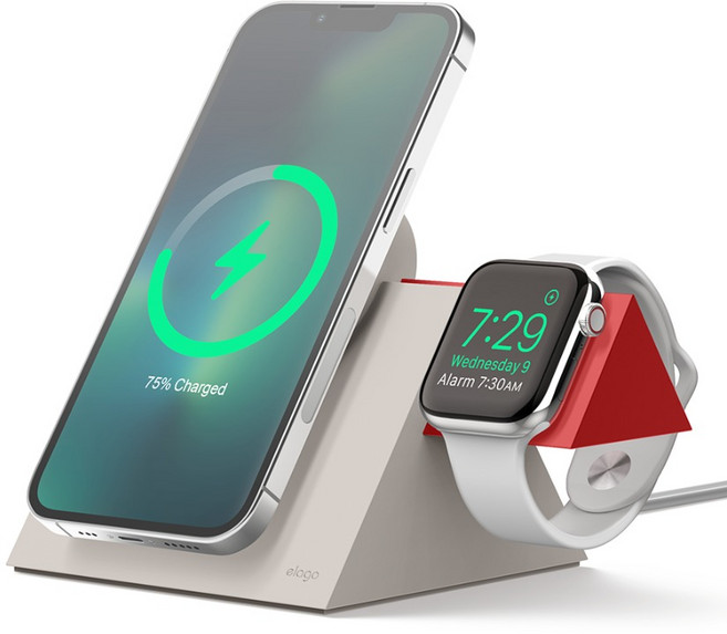 엘라고 맥세이프 듀오 충전거치대 MS5, 스톤 + 레드, 1개