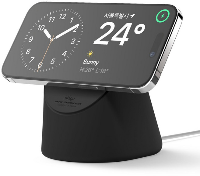 엘라고 맥세이프 실리콘 충전 스탠드 MS1, 블랙, 1개