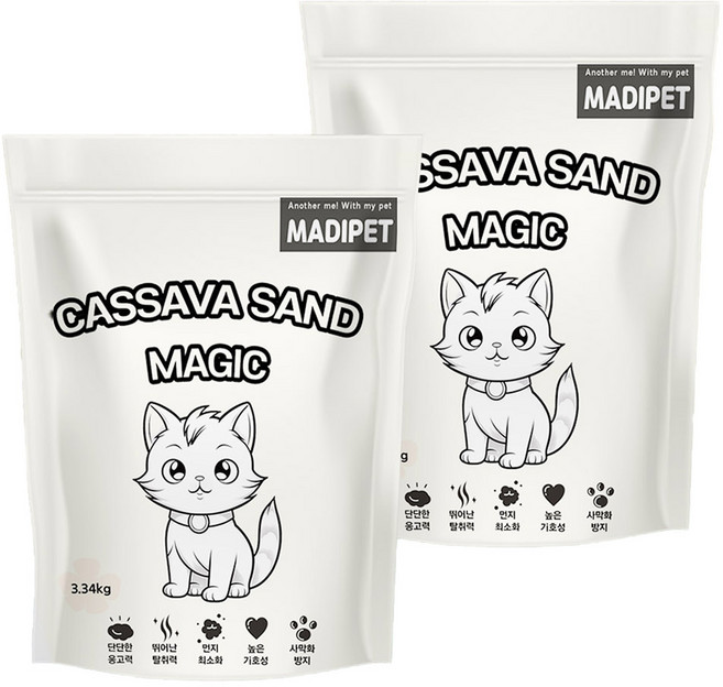 메디펫 고양이 카사바 모래, 3.34kg, 2개, 무향