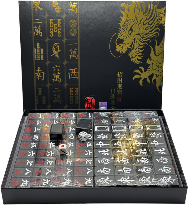 다싸몰 중국 전통 프리미엄 블랙 마작 30mm 146p, 블랙레드, 1세트