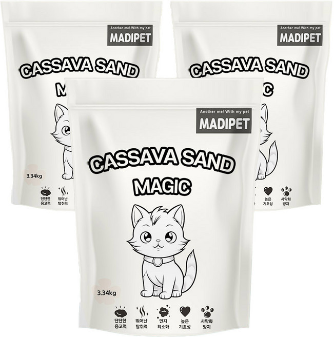 메디펫 고양이 카사바 모래, 10L, 3.34kg, 3개, 무향