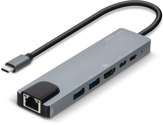 제카 UHC M610 6in1 4K 기가랜 PD C타입 멀티포트허브 UHC-M610, 스페이스 그레이, 1개