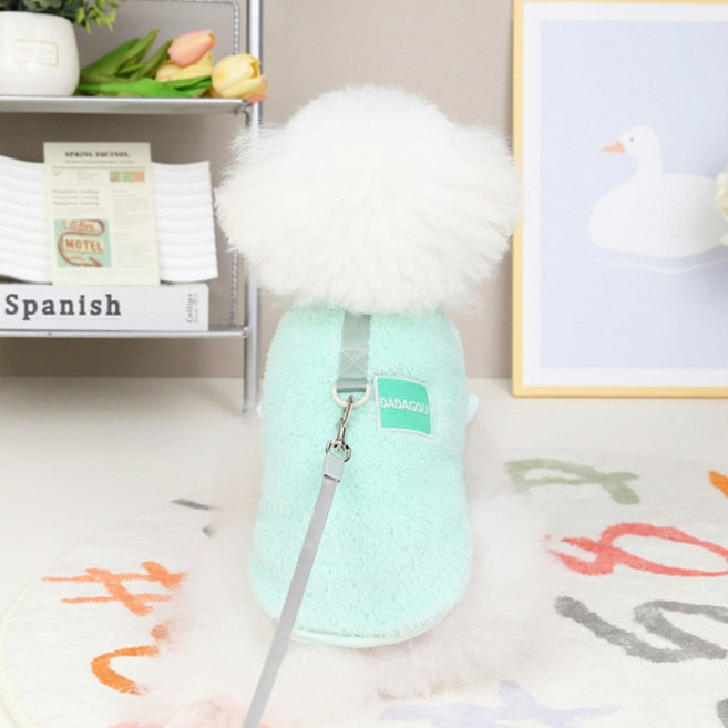 퍼피드림 강아지 보드라운 후리스 고리형 조끼 00132, 민트, 1개