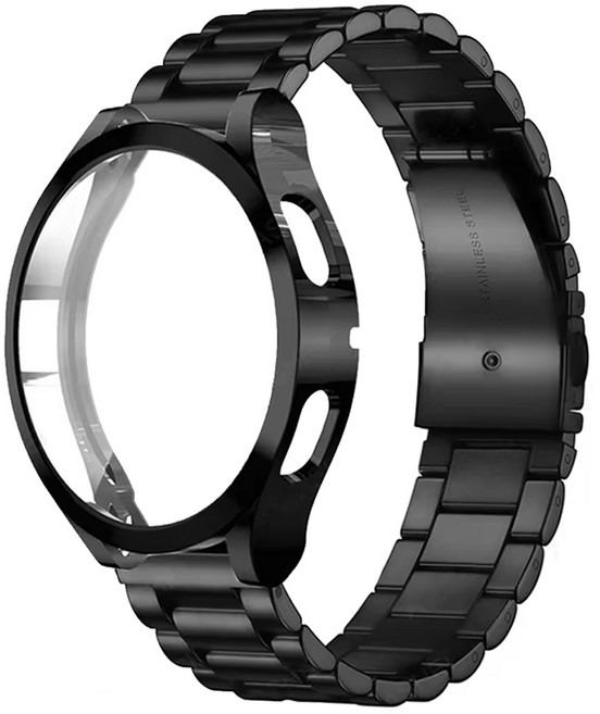 아이엠판다 갤럭시워치 클래식 메탈 스트랩 케이스 세트, 블랙, 1세트