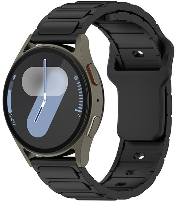 하마테 갤럭시워치 호환 블록 솔리드 실리콘 루프 스트랩 22mm, 블랙, 1개