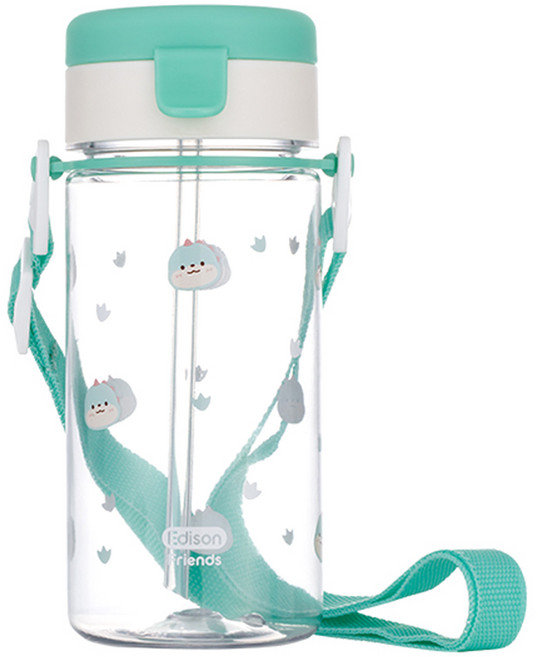에디슨 프렌즈 흘림방지 에코젠 빨대컵, 350ml, 1개, 공룡에디노