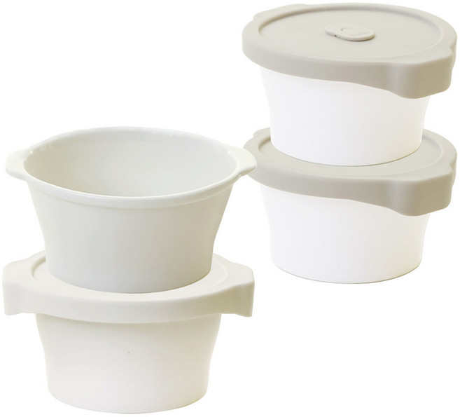 이우아여사 온기 도자기 밀폐 전자레인지 밥용기 2종 x 2p 세트, 아이보리, 모던베이지, 1세트