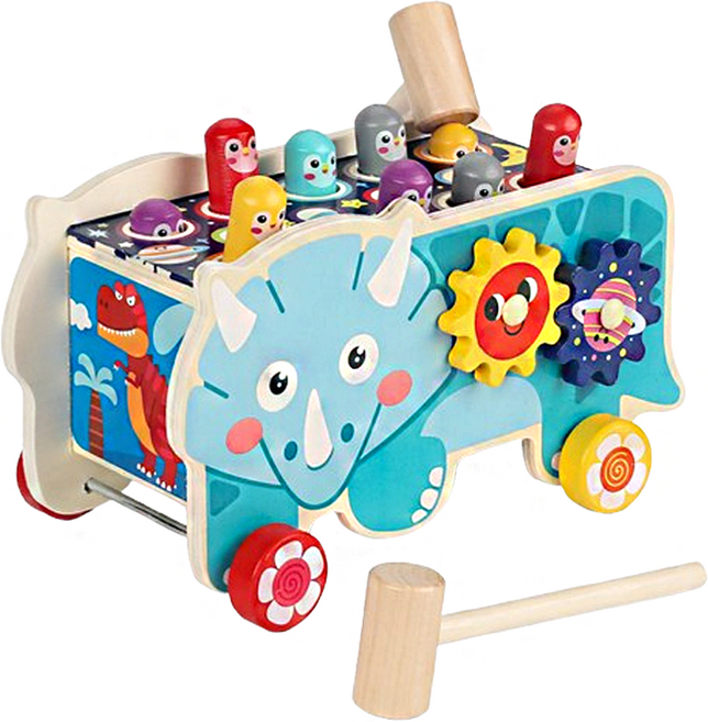 원목 두더지 게임 자동차 공룡, 혼합색상, 1개