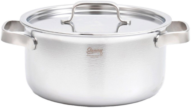 스테니 인덕션 무연마제 통5중 스테인리스 스텐 양수냄비, 20cm, 1개