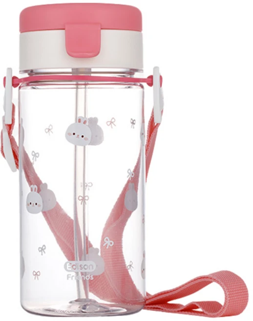 에디슨 유아용 프렌즈 흘림방지 에코젠 빨대컵, 350ml, 1개, 흰토끼래니 - 쿠팡