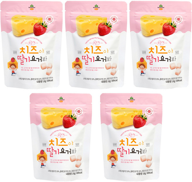 산마을 치즈야 딸기요거봐, 딸기맛, 18g, 5개