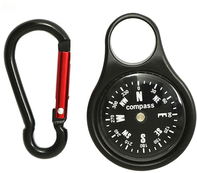 에스피 글로벌 카라비너 버클 나침반, 블랙, 1개