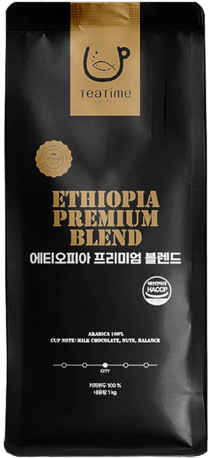 티타임 에티오피아 프리미엄 블렌드 원두커피, 1개, 1kg, 홀빈(분쇄안함)
