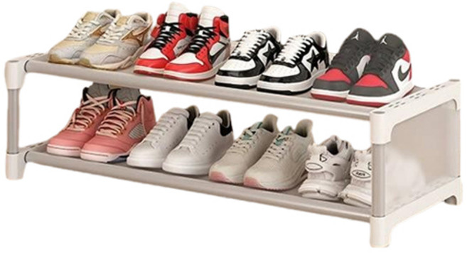 맙소샵 슬림폭 다용도 조립식 신발정리대 2단 80cm HR004, 혼합색상, 1개