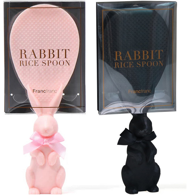 프랑프랑 토끼 밥주걱 2종 세트, 핑크, 블랙, 1세트