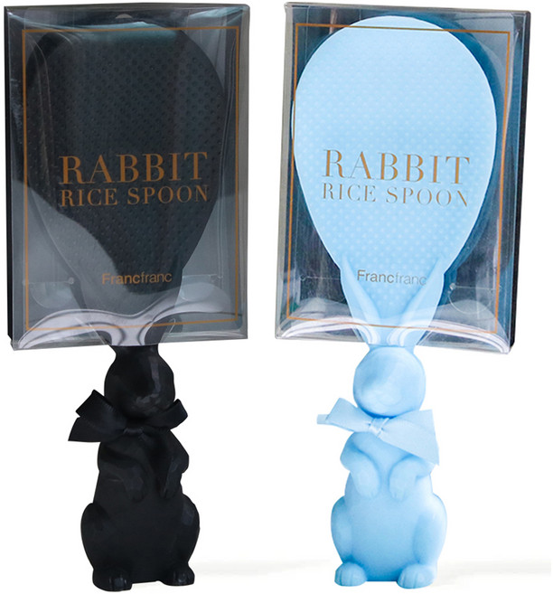 프랑프랑 토끼 밥주걱 2종 세트, 블루, 블랙, 1세트