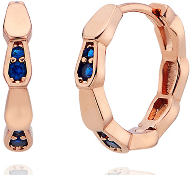 Elle Accessories 女用 14K 方晶鋯石點綴 易扣式包金耳環 ELGPEE506