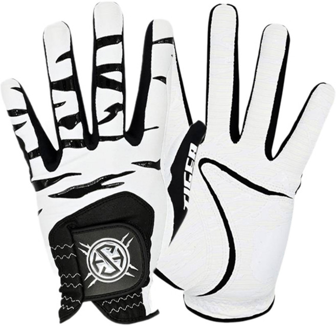 세븐힐스 여성용 타이거패턴 실리콘 기능성 골프장갑 양손착용, 화이트, 1세트