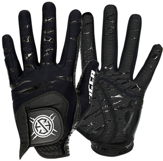 세븐힐스 여성용 타이거패턴 실리콘 기능성 골프장갑 양손착용, 블랙, 1세트