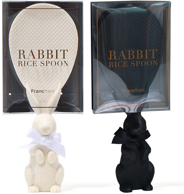 프랑프랑 토끼 밥주걱 2종 세트, 화이트, 블랙, 1세트