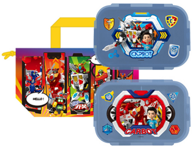 르번 헬로카봇 피크닉 2단 도시락 가방 세트, 혼합색상, 1개