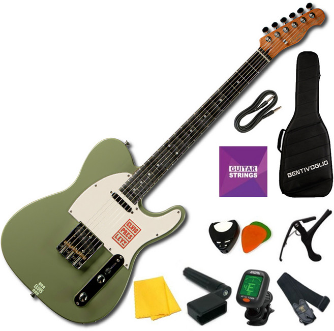 벤티볼리오 엘비스 프레슬리 입문용 일렉기타, 브리티쉬 그린, 1개, ET200S