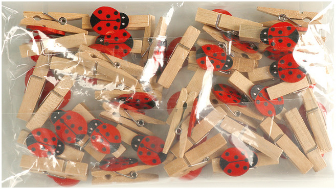 유니아트 대용량 모양 나무집게 36p, 무당벌레, 1개